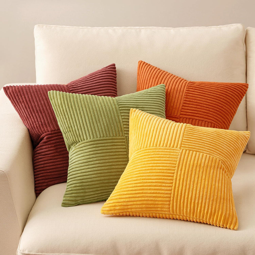 MIULEE Fall Yellow Orange Rust Throw Pillow Covers 18x18 Inch 4 Packs Boho Fa...