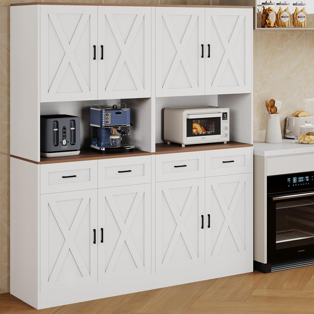 71" Tall Farmhouse Kitchen Pantry Cabinet , Storage Freestanding Cupboar...