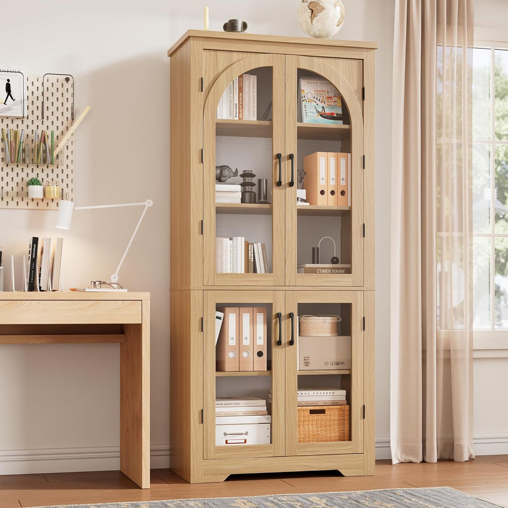 70" Kitchen Pantry Storage Cabinet - Modern Display Pantry Storage with ...