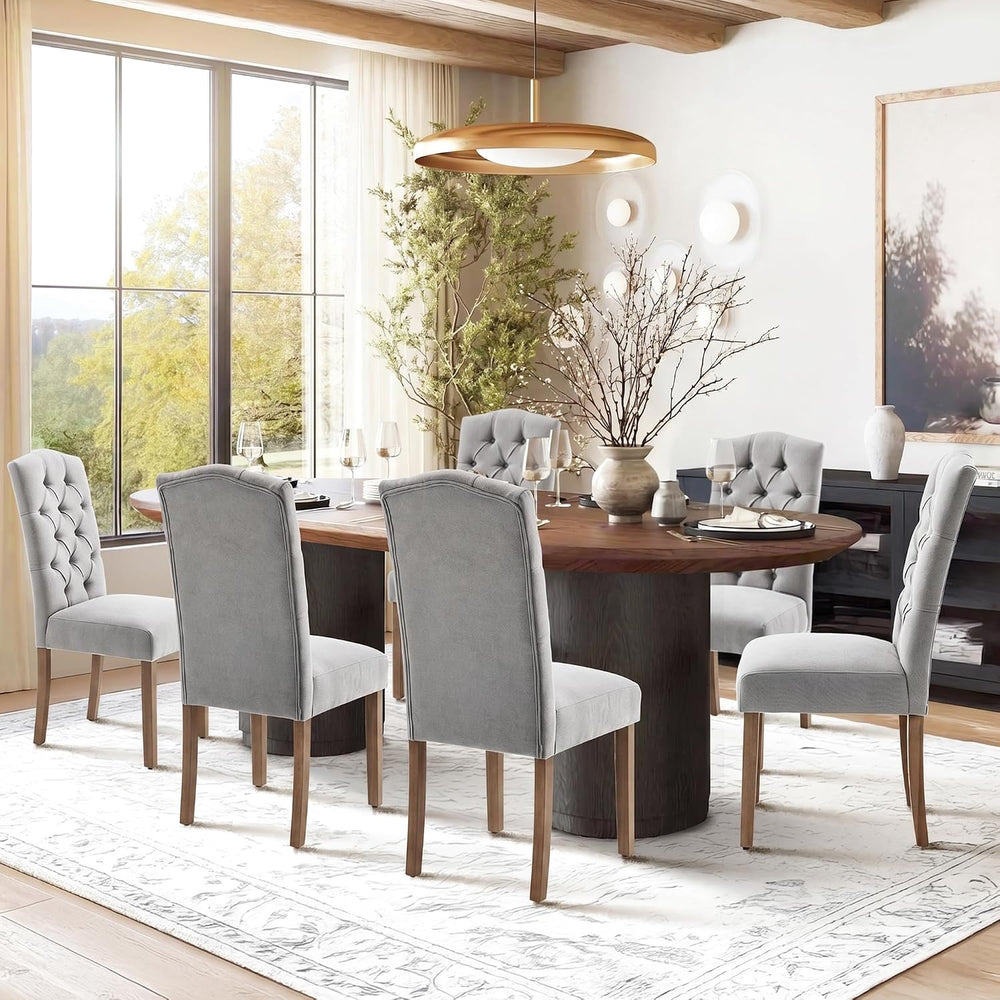 Tufted Upholstered Parsons Dining Chair Set Fabric Diner Accent Stylish Moder...