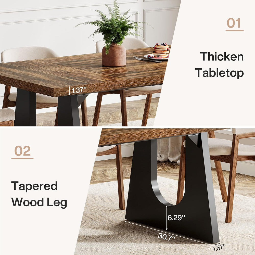 Tribesigns 70.86" Rectangular Dining Table for 6-8 (Dark Brown) | Rustic...