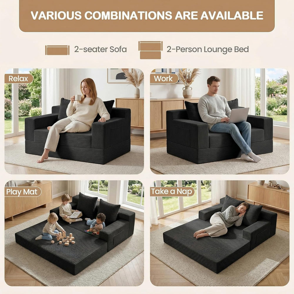 Loveseat Small Couch Bed, Futon Sleeper Sofa Bed,Convertible Pull Out Couch w...