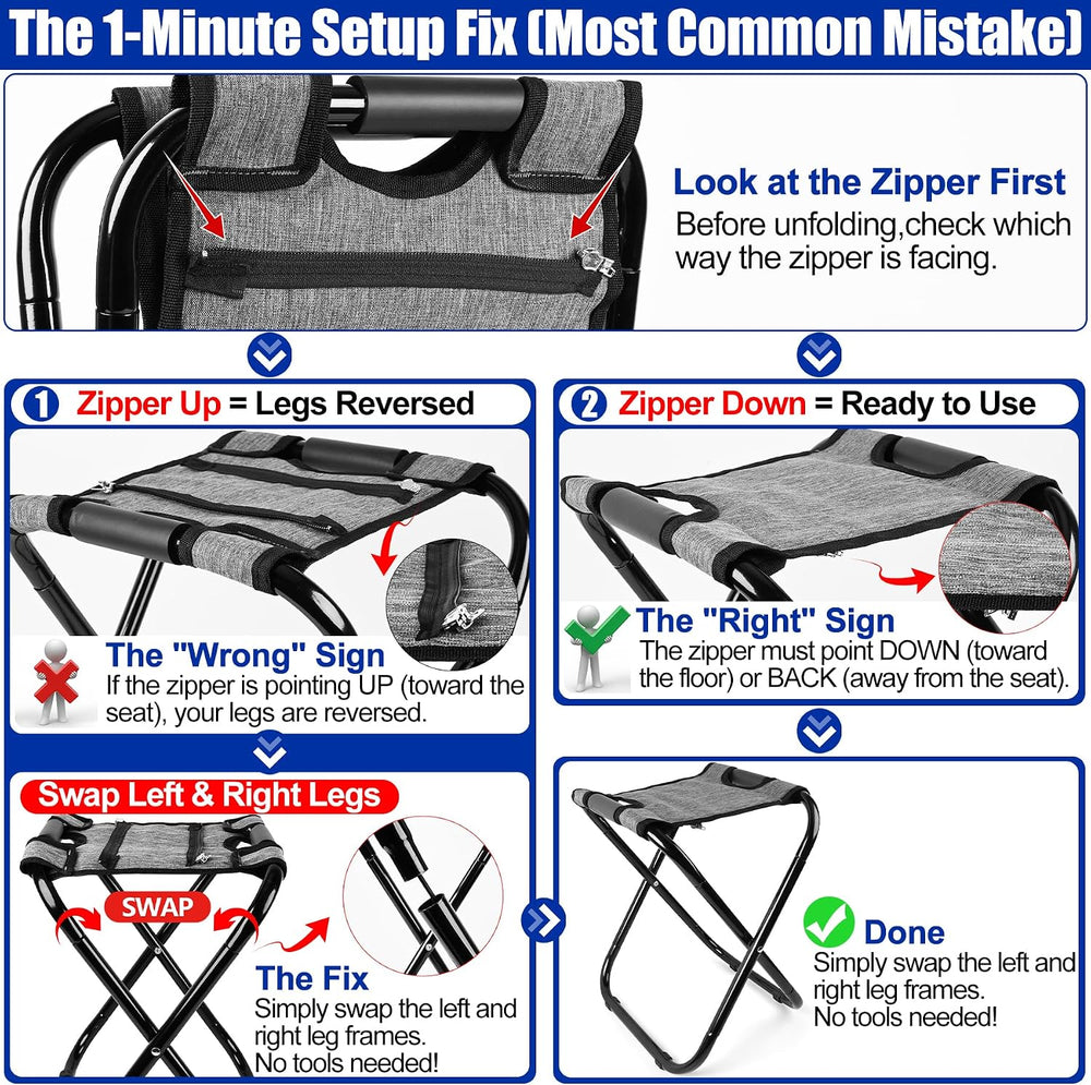 Backpack Stool Cooler Chair Heavy Duty 200 LBS Max Load Portable Lightweight ...