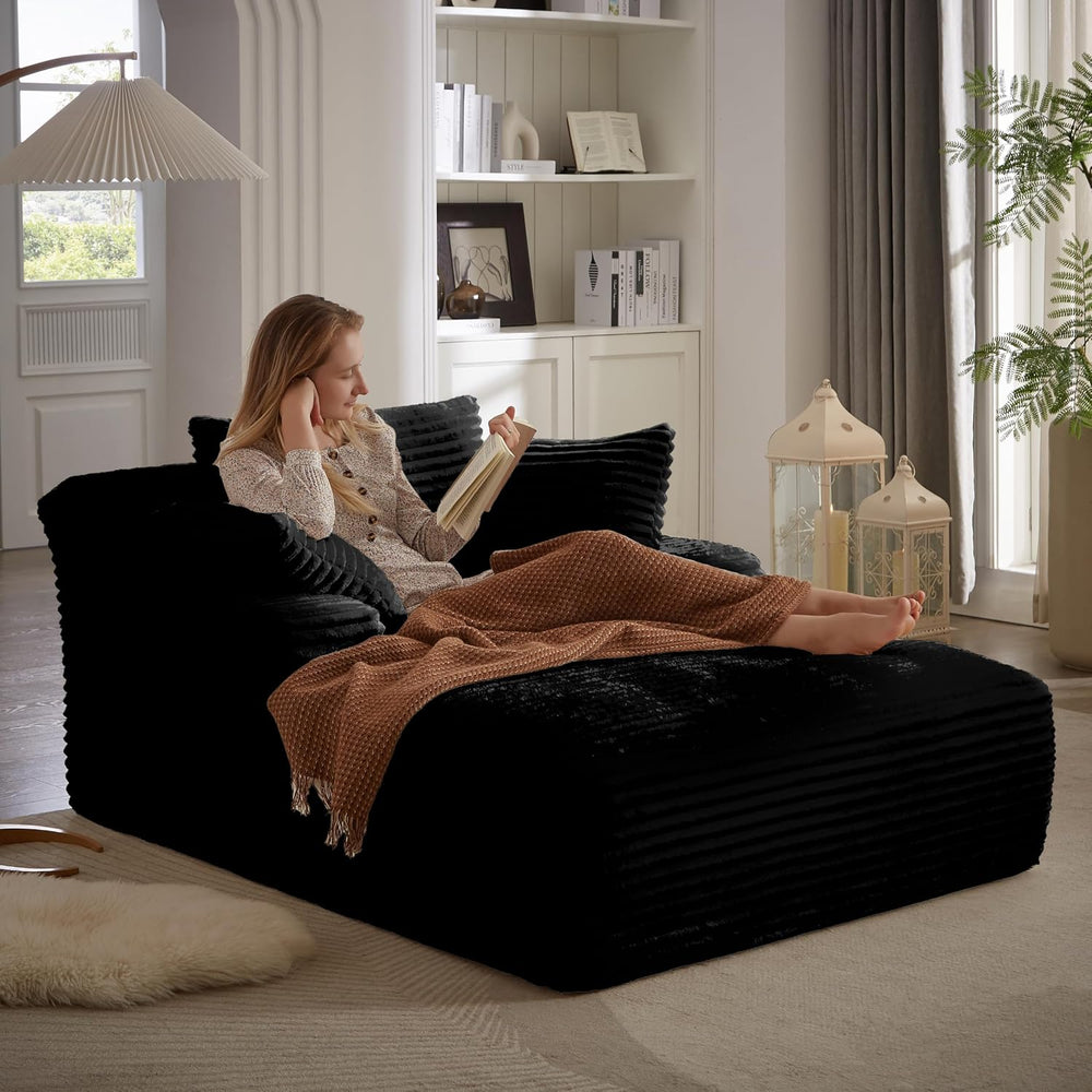 49.2" Oversized Chaise Lounge Chair Indoor,Corduroy Reading Chair with 3...