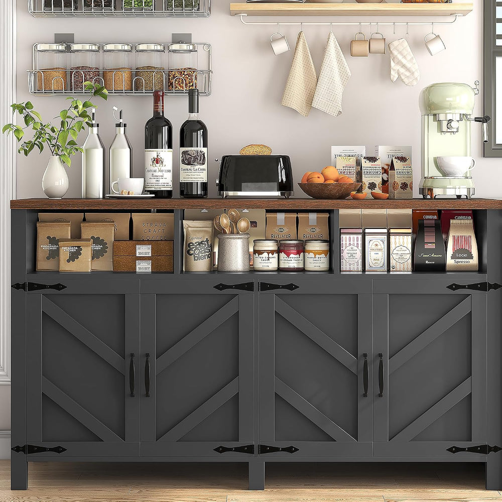 knoworld 55'' Farmhouse Buffet Sideboard with Storage, 4 Doors & ...