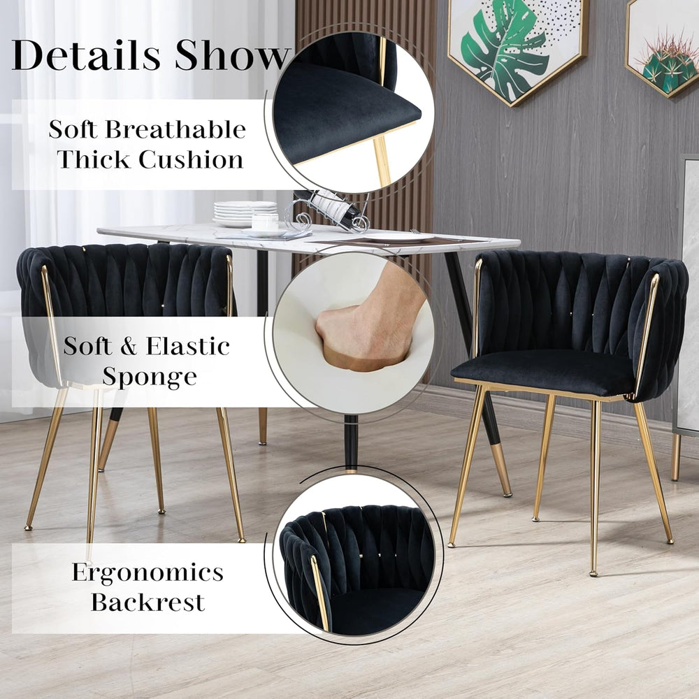 Modern Gold Glass Dining Table Set for 6, 51'' Clear Minimalist Glass...
