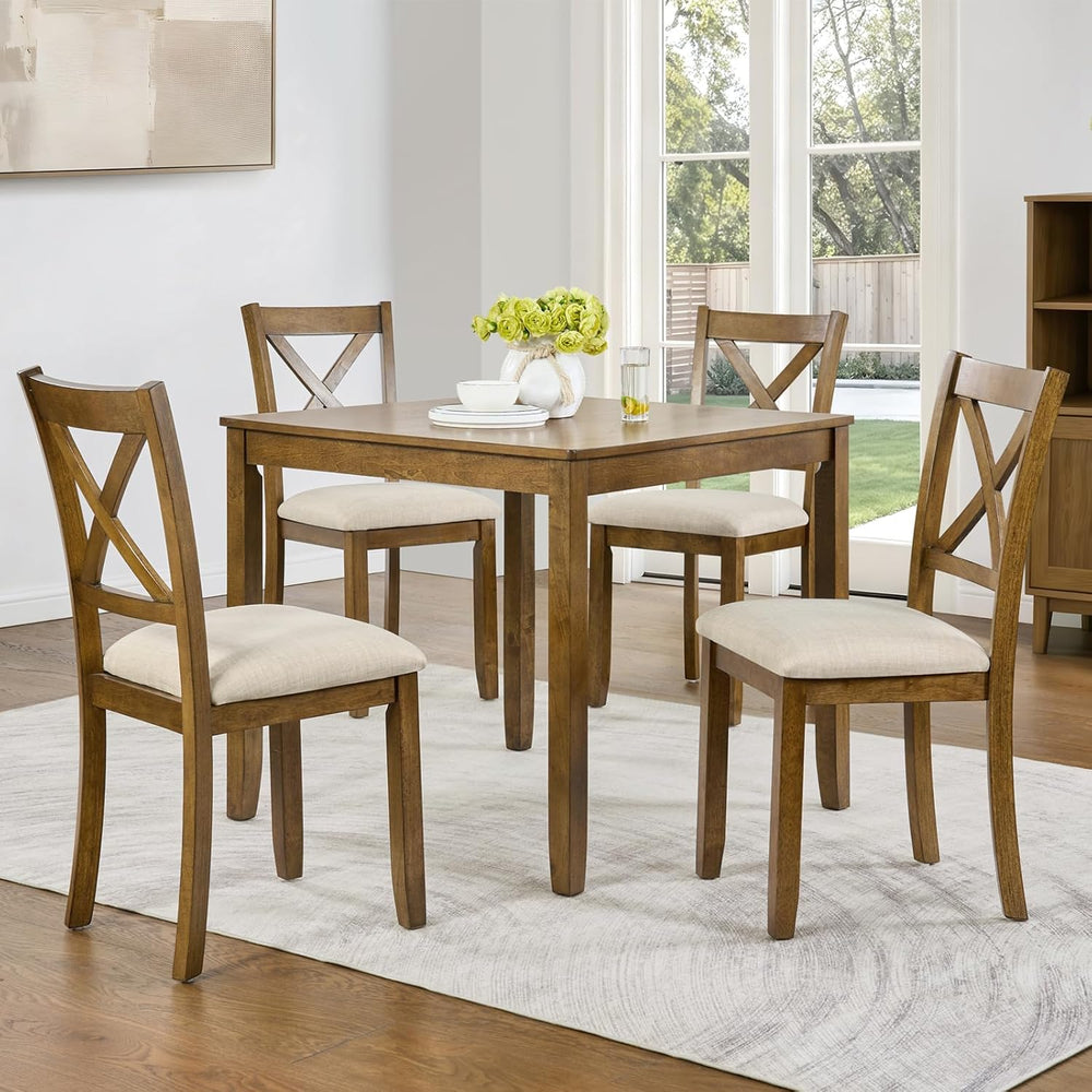 LUMISOL 5-Piece Dining Table Set for 4, Farmhouse Kitchen Table Set with 4 Up...