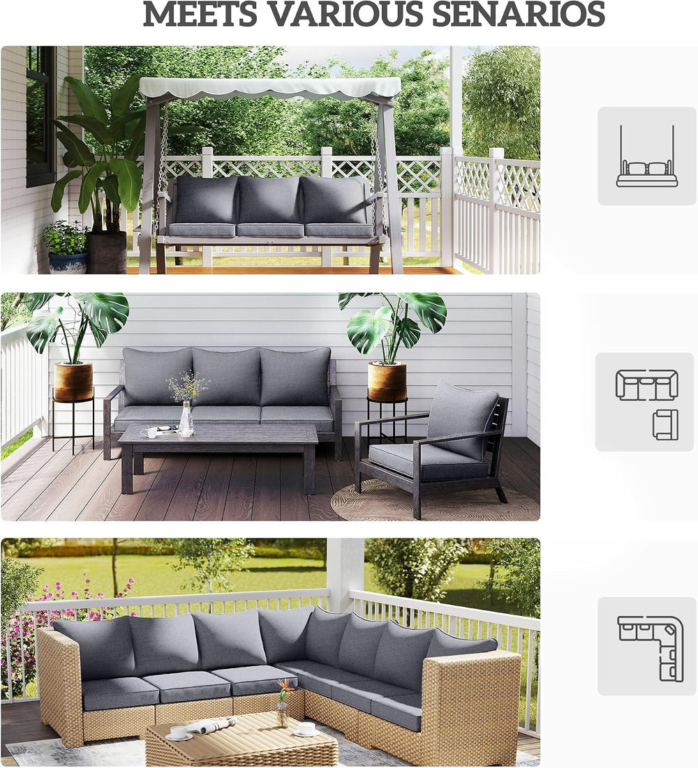 Outsunny Outdoor Chair Cushions Set of 2 Fade Resistant 24x24 in Gray