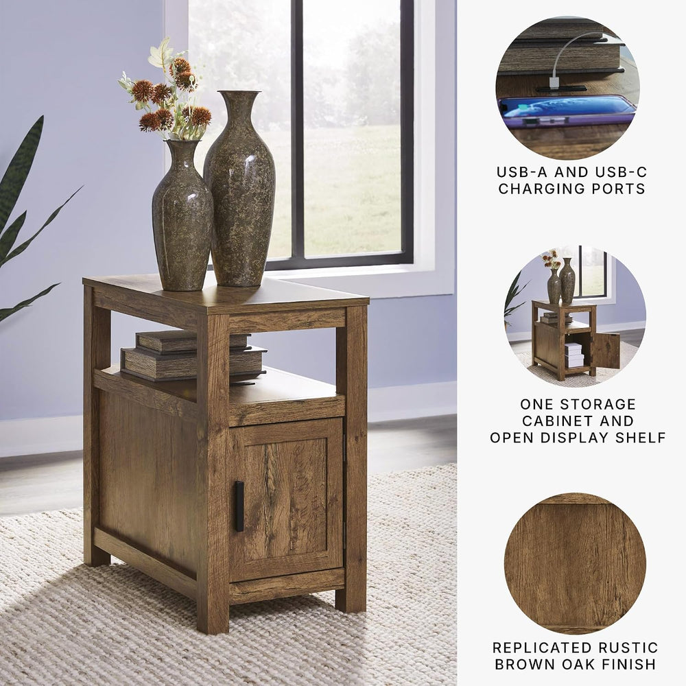 Signature Design by Ashley Fendenmore Farmhouse Chairside End Table with Stor...