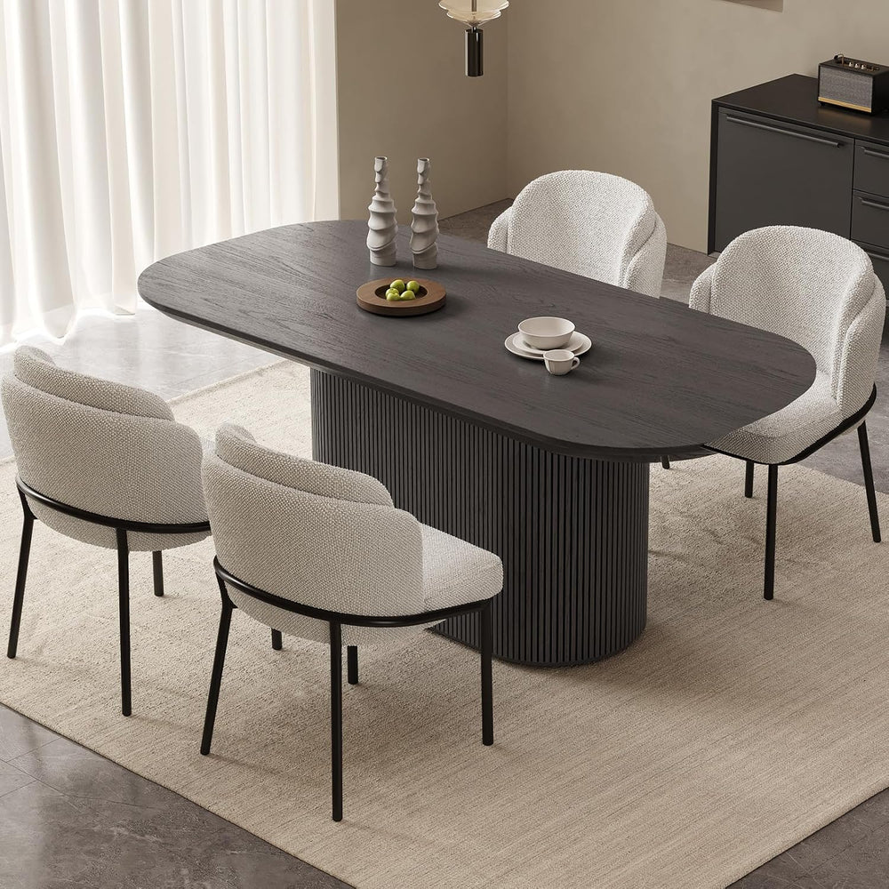 Modern Dining Chairs Set of 4 Cream White Upholstered Side Chairs with Curved...