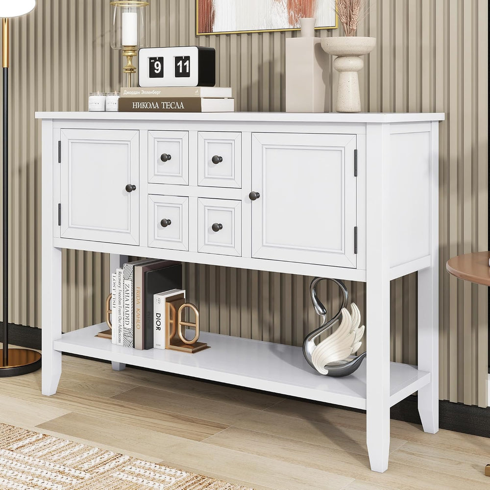 P PURLOVE Console Table Buffet Sideboard Sofa Table with Drawers Cabinets and...