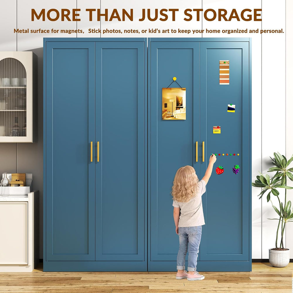 CJF Blue Kitchen Pantry Cabinet,71 Inch Tall Metal Storage Cabinet with 4 Adj...