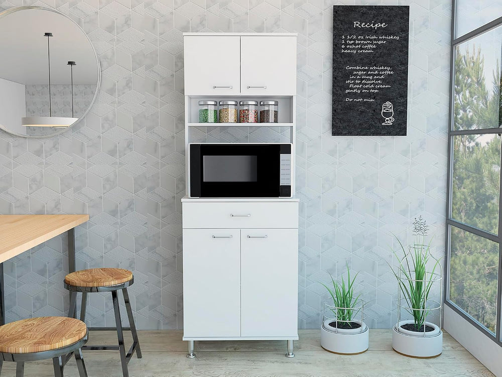 60 Kitchen Pantry with Countertop and Storage - White | Includes bottom cabin...