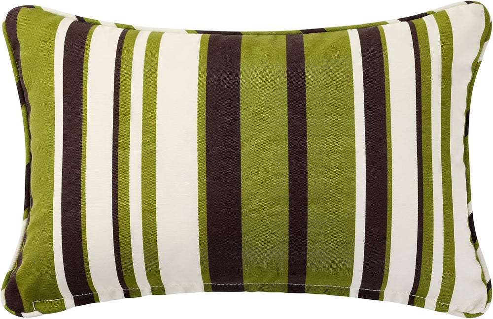 13 x 20 Inch Outdoor Water Resistant Throw Pillow Pack of 2 - Green Striped