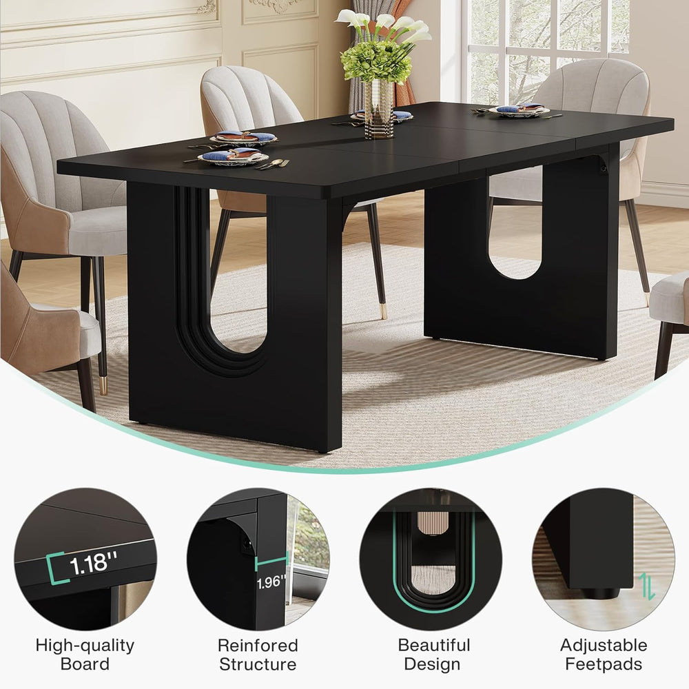 Tribesigns Modern Dining Table for 6 People, 71" Large Kitchen Dining Ta...