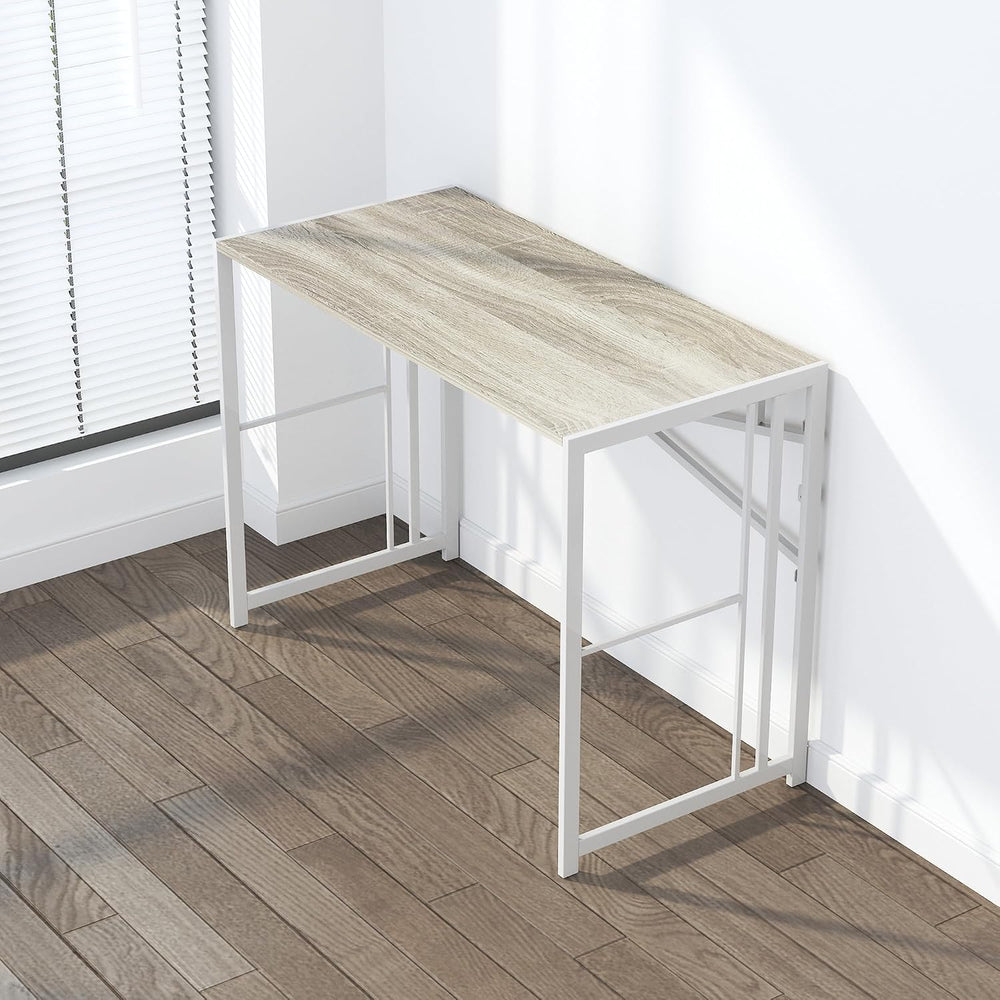Lutown-Teen Folding Desk 40 inch No Assembly Required, Beige