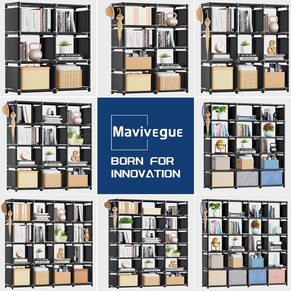 Mavivegue Bookcase, 18-Cube Extra Large Book Shelf, DIY Cube Storage Organize...