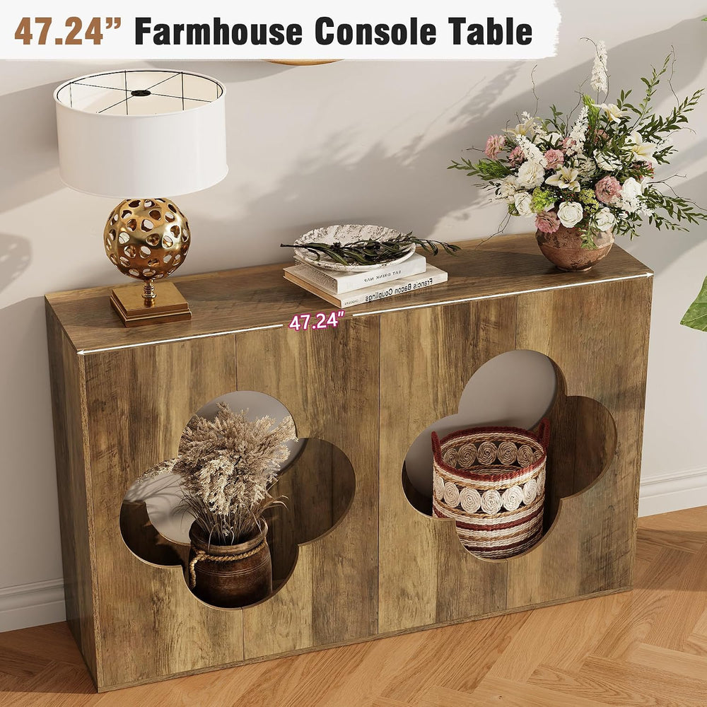 Tohomeor Farmhouse Console Table, 2-Tier Entryway Table with Storage, Behind ...