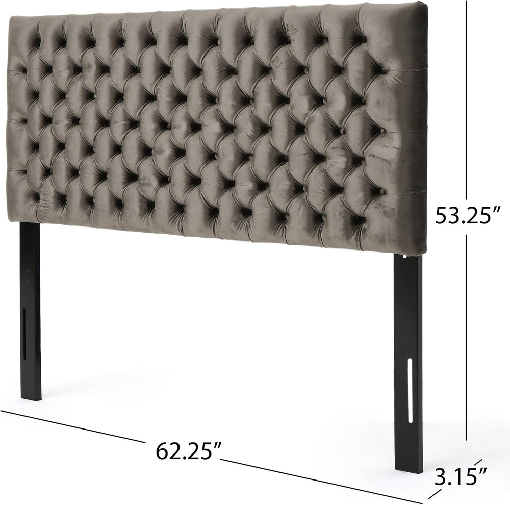 Christopher Knight Home Jezebel Velvet Headboard, Queen / Full, Grey / Black ...