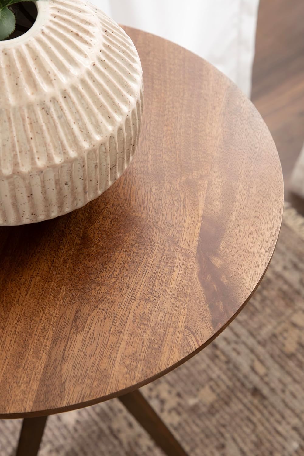 Kate and Laurel Keres Mid-Century Adjustable-Height Round Pedestal Side Table...