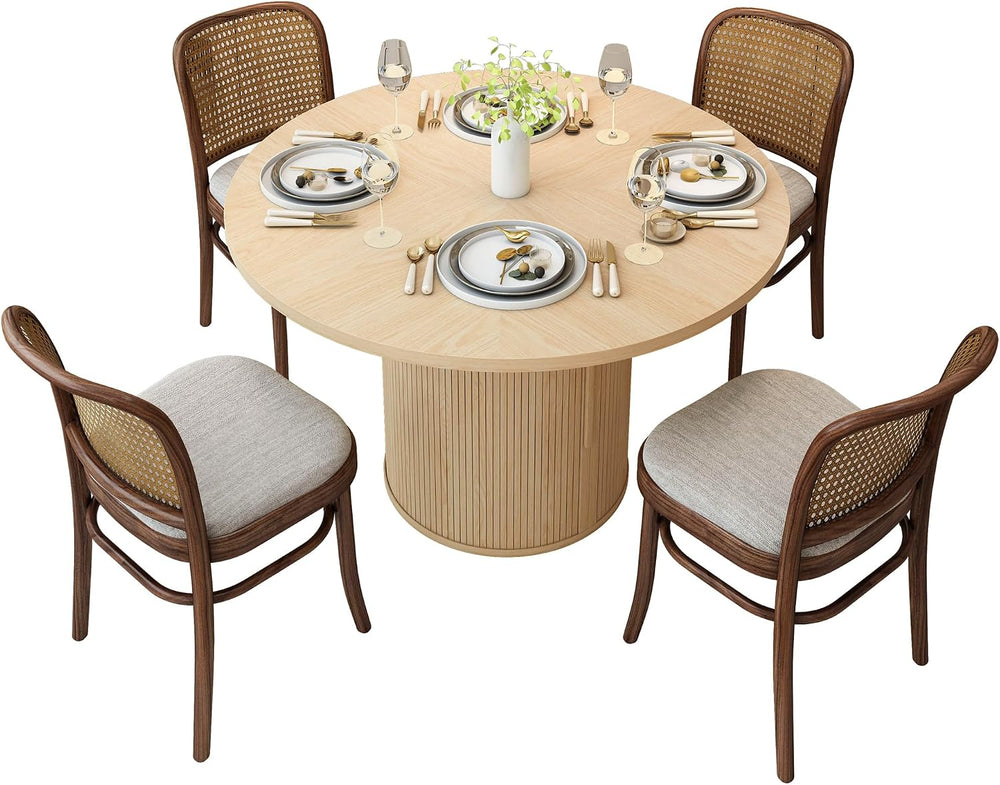 weselon 47 inch Round Dining Table for 4, Kitchen Table Dinner Table with 2-L...