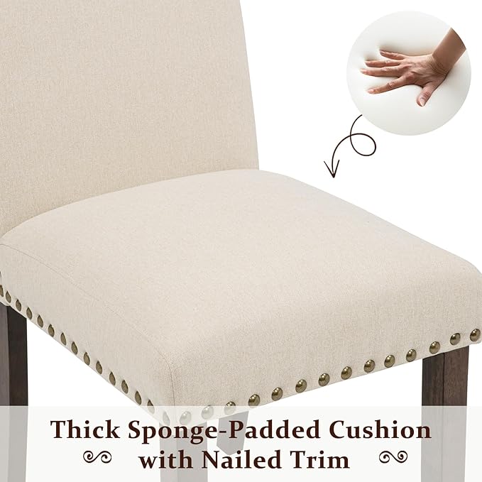 Furniliving Upholstered Wood Dining Chairs High Back Dining Room Chairs with ...