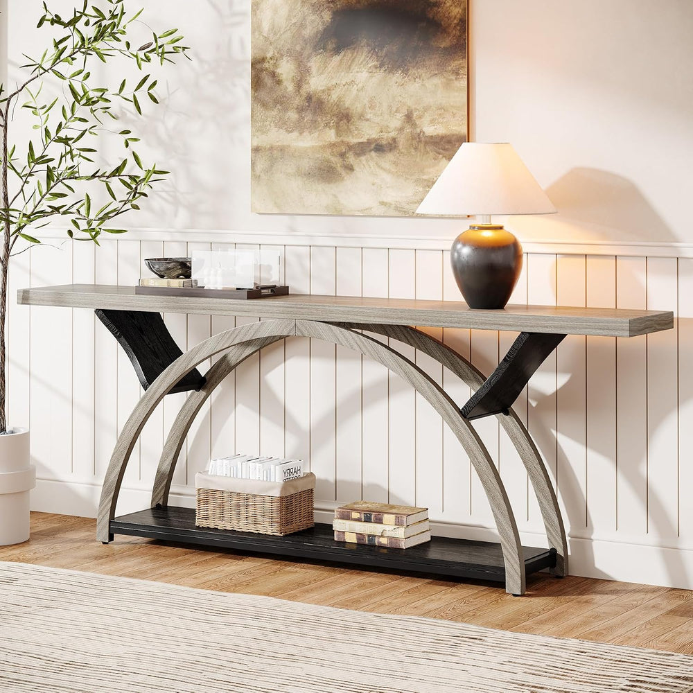 Tribesigns 70.87" Console Table, Industrial Sofa Table Behind Couch with...