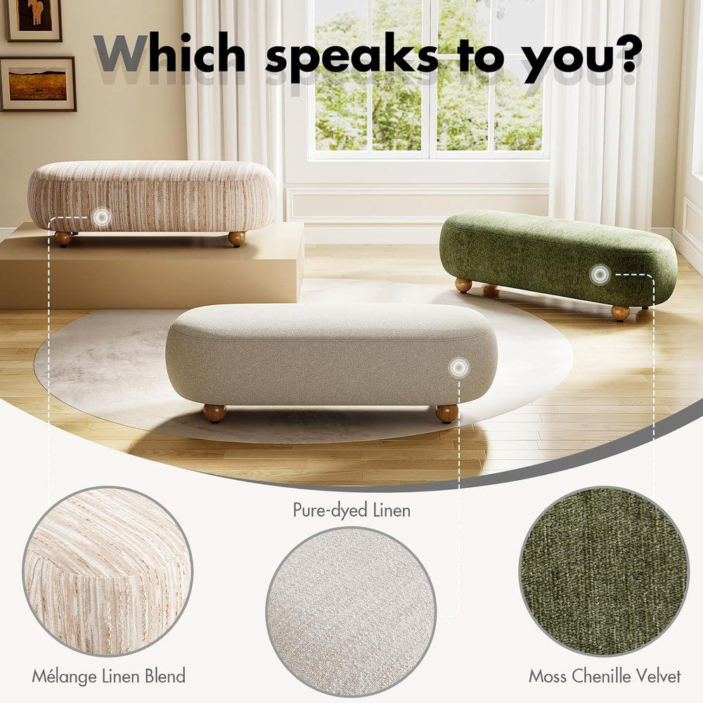 Hyfirm 54" End of Bed Bench, Upholstered Bedroom Ottoman Bench with Soli...