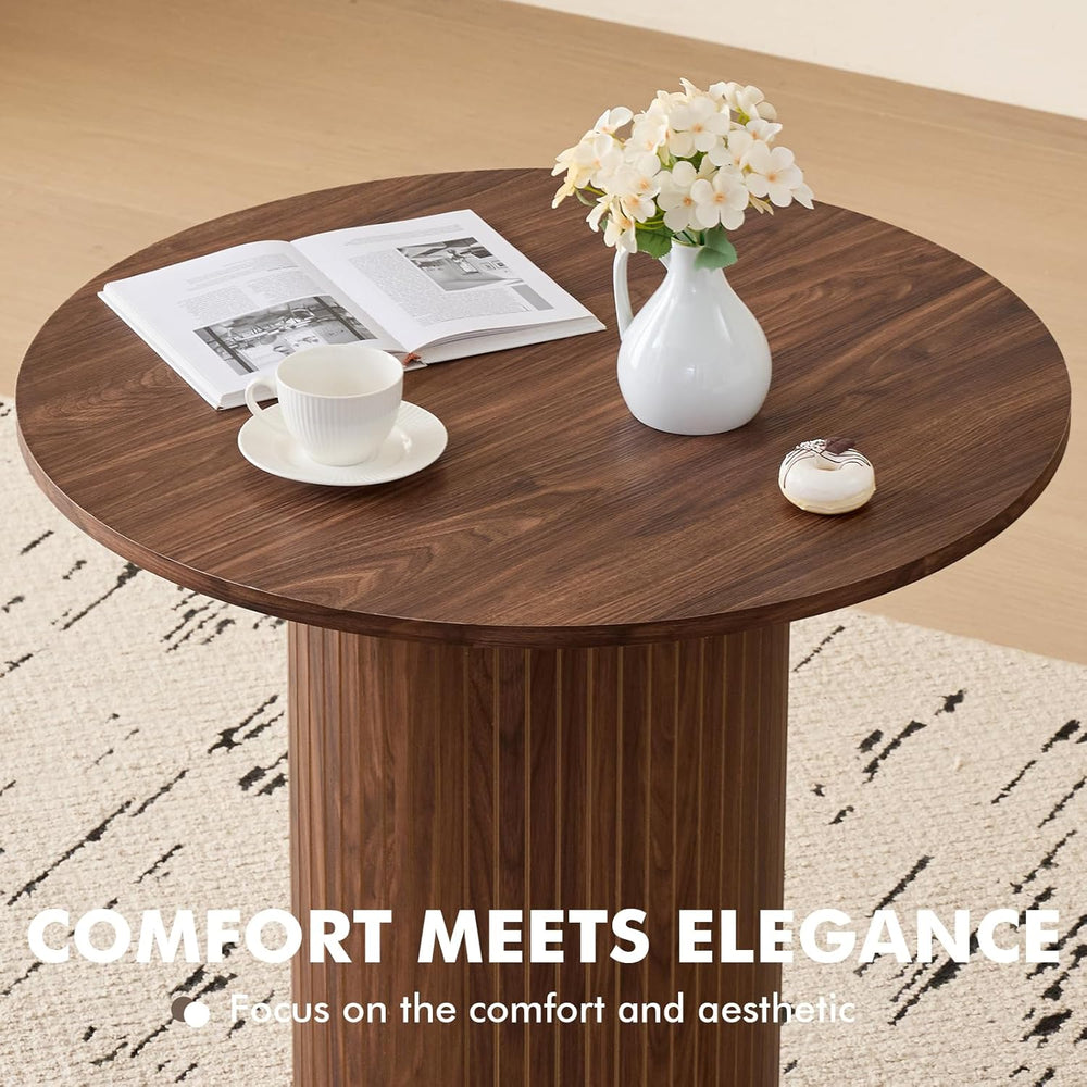 35.5" Round Dining Table for 2, Modern Small Pedestal Kitchen Table, Spa...