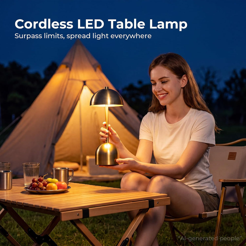 Cordless Table Lamp Rechargeable Gold 2 Pack