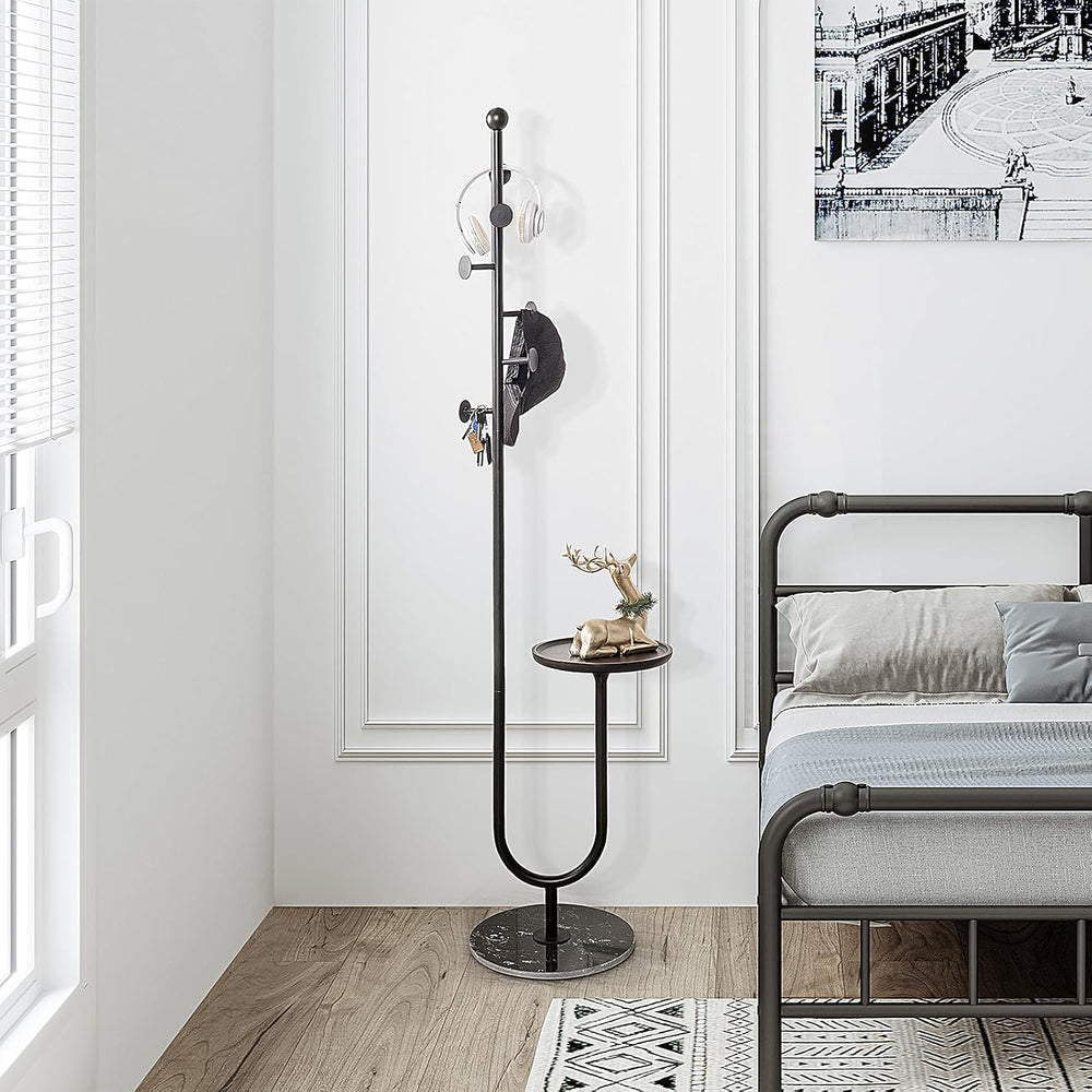 JIAYUEJU Coat Rack Freestanding with Table for Entryway (Black)