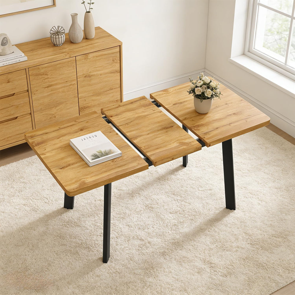 Extendable Dining Table for 4 to 8 People, 47.2" to 63" Modern Kitc...