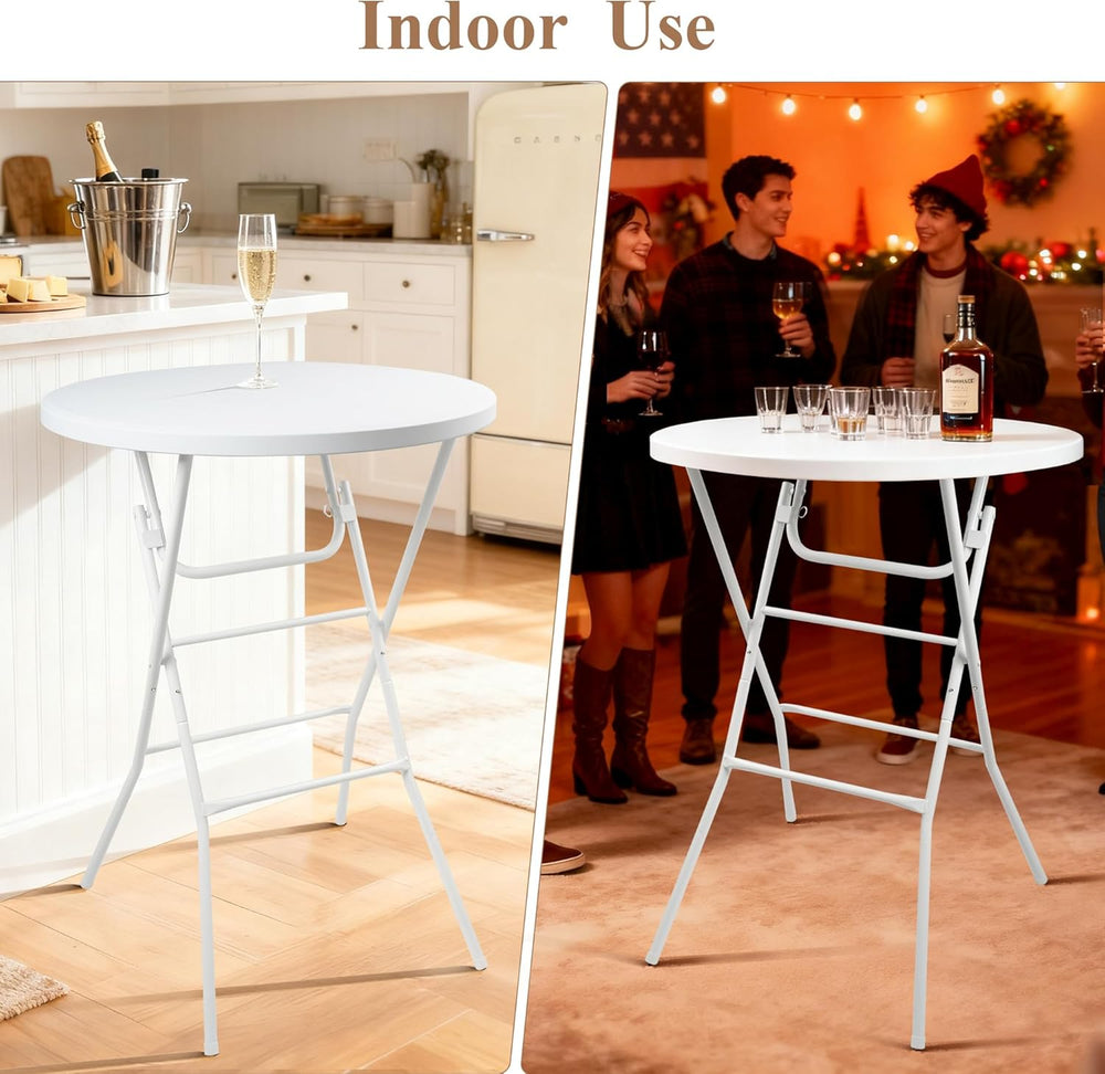 Folding Round Table, 32in Cocktail Table, High Top Table with Removable Legs,...