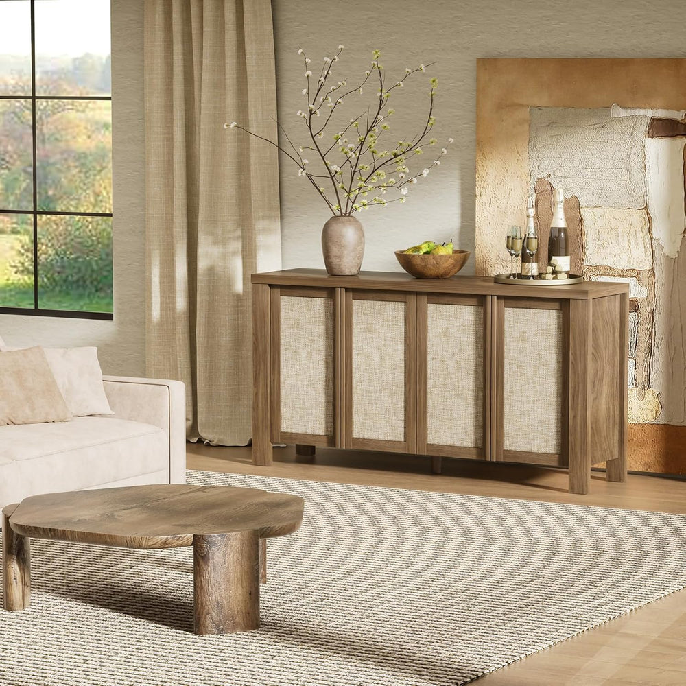 Yechen Buffet Cabinet with Storage, 63" Wide Sideboard with Solid Wood H...