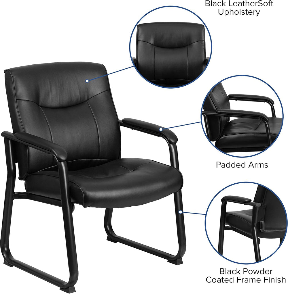 Flash Furniture Hercules LeatherSoft Reception Side Chair, Black