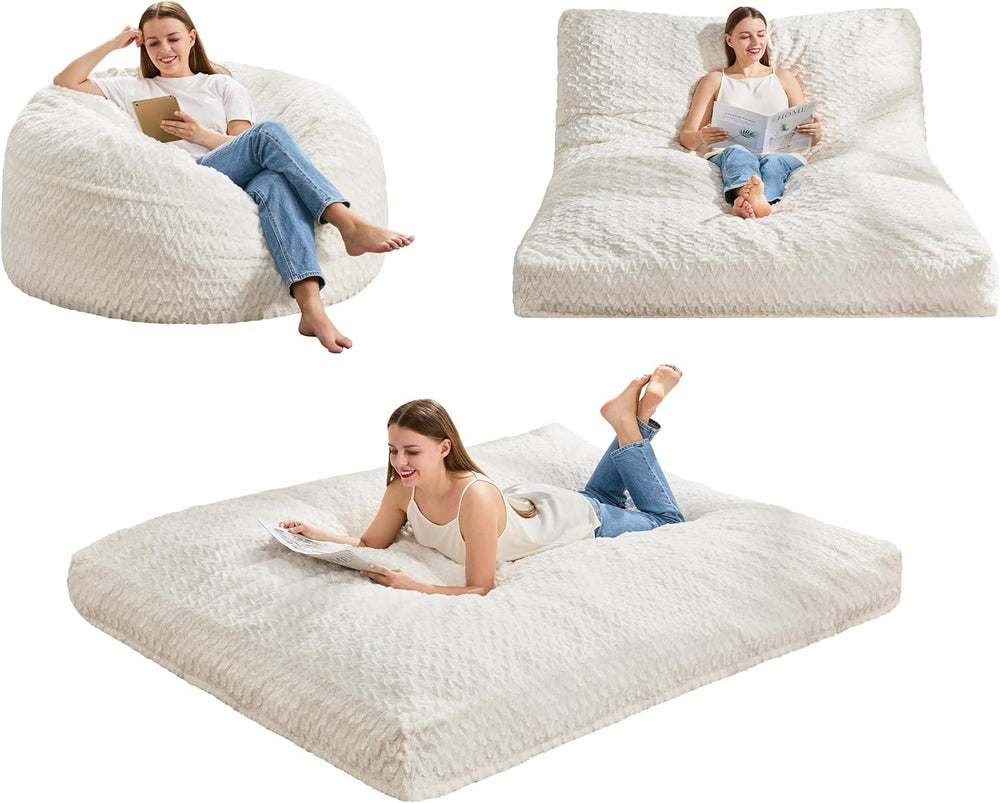 Hobestluk Bean Bag Chair Convertible 3 in 1 Beanbag Washable Giant Adult | La...