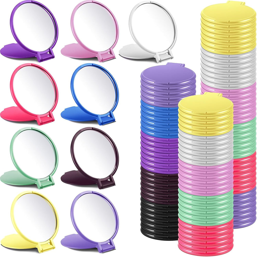 Juexica 500 Pcs Compact Mirrors Bulk, Mini Folding Stand, Classic Colors