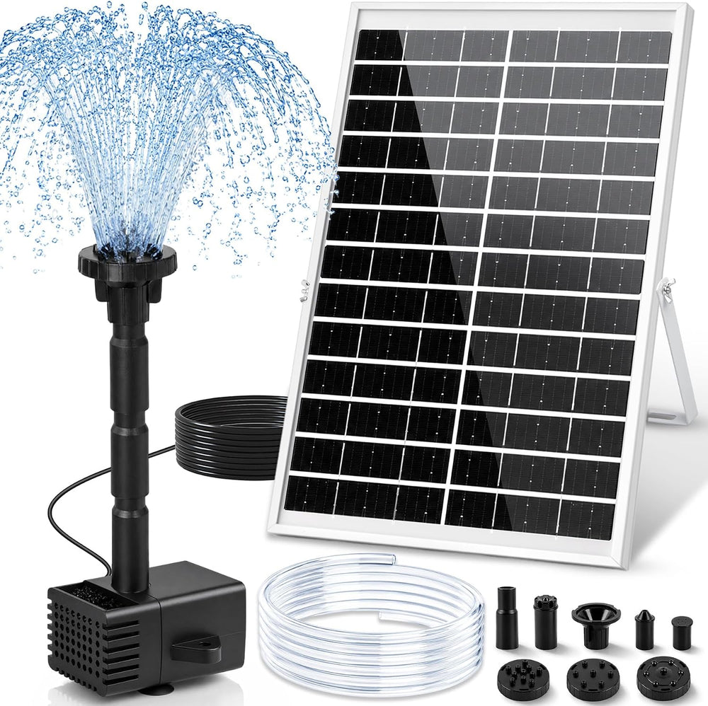 15W Solar Fountain Water Pump with 6 Nozzles for Bird Bath Garden