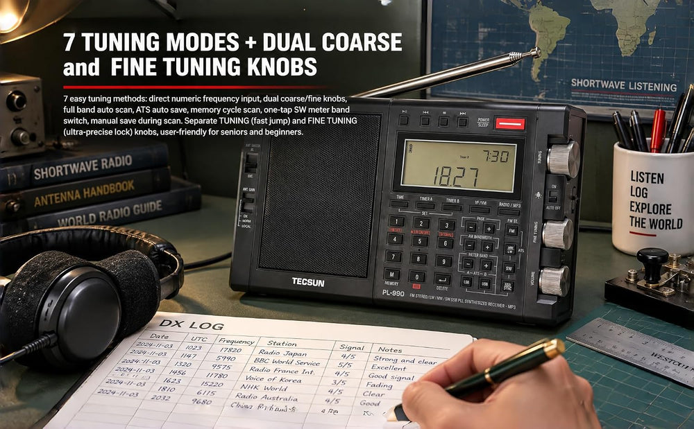 Tecsun PL990 Digital Worldband AM/FM Shortwave Longwave Radio with Single Sid...