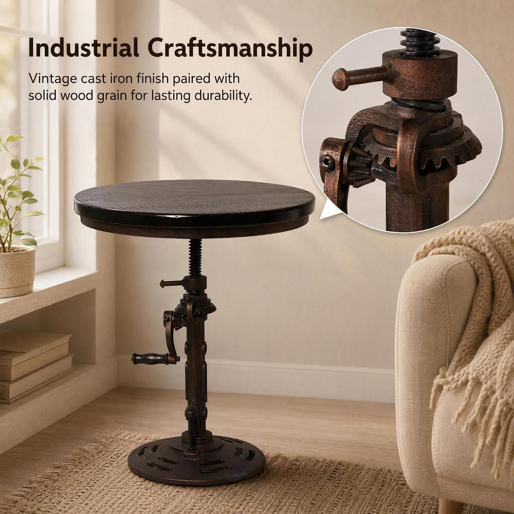 Farmhouse Small Bistro Table 18-24inch Adjustable Height Industrial Coffee Ta...