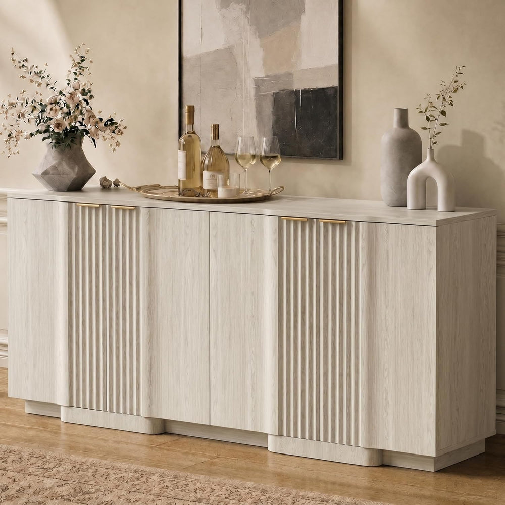 Brafab Buffet Cabinet, 55" Modern Farmhouse Accent Sideboard Cabinet wit...