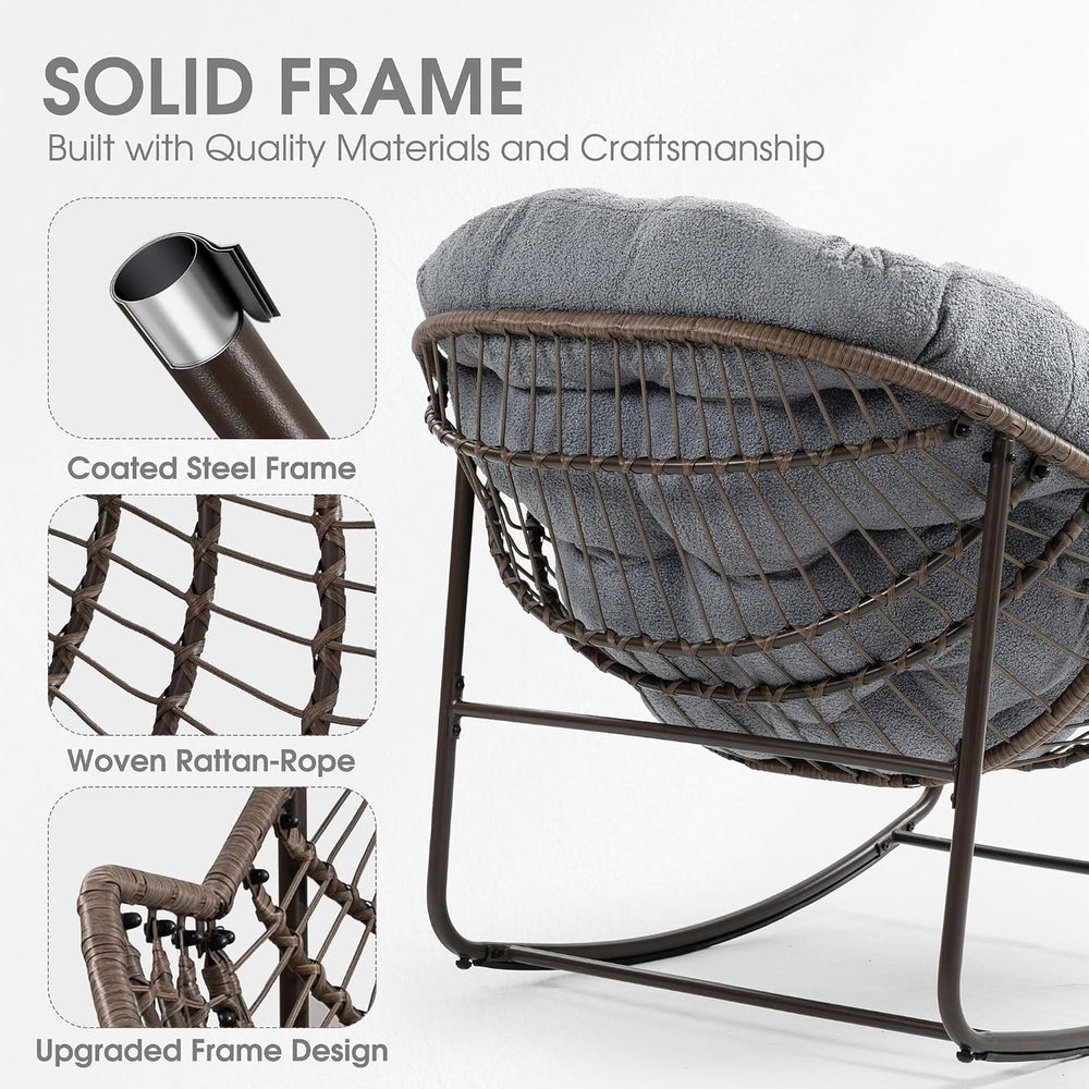 Oversized Papasan Rocking Chair - Outdoor Luxury Egg Chair Indoor Rattan Comf...