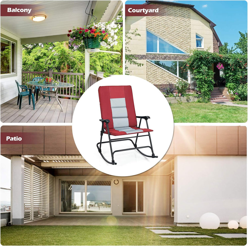 Giantex Camping Rocking Chair Foldable Oversized with Padded Armrest and Seat...