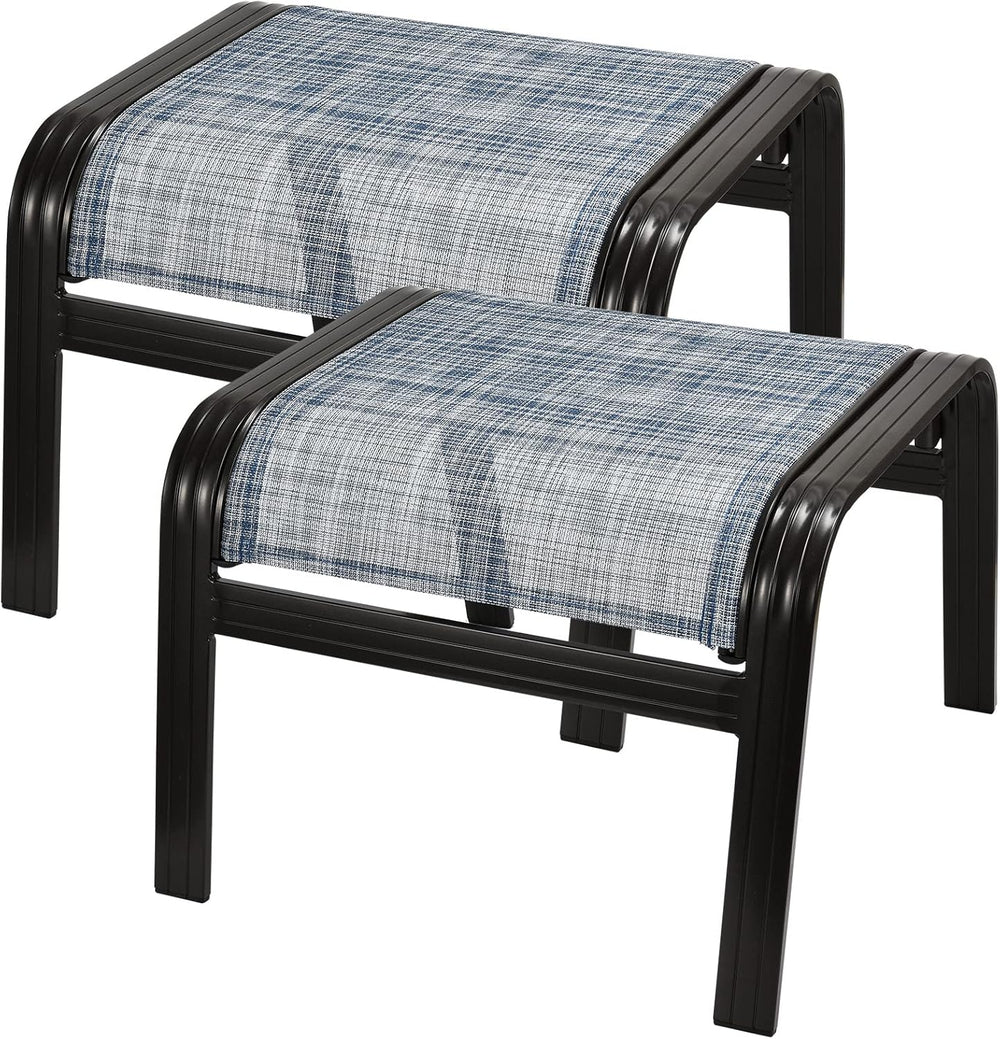 Outdoor Foot Stools Gift for Patio Ottoman Footrest Aluminum Portable Seat Wi...