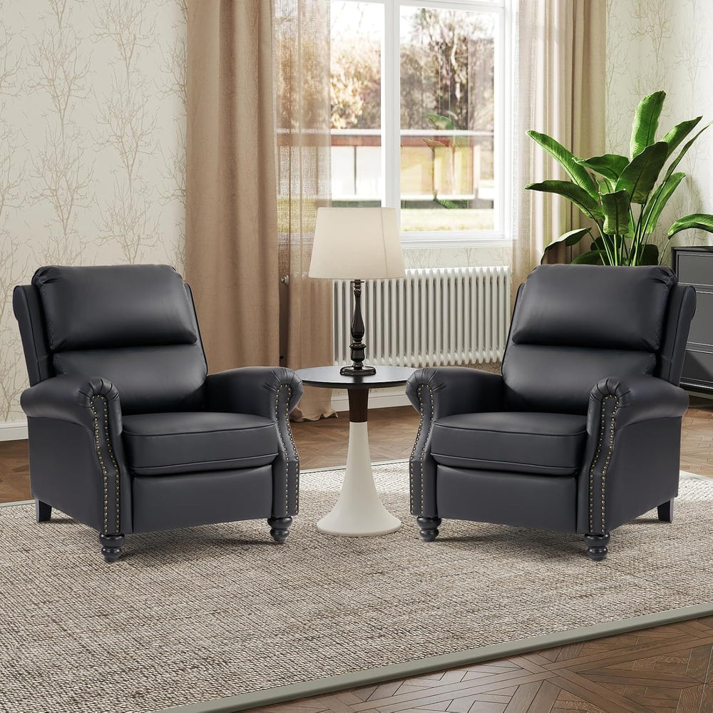IOMOR Push Back Recliner Chair, Set of 2 PU Leather Lounge Armchair Home Thea...