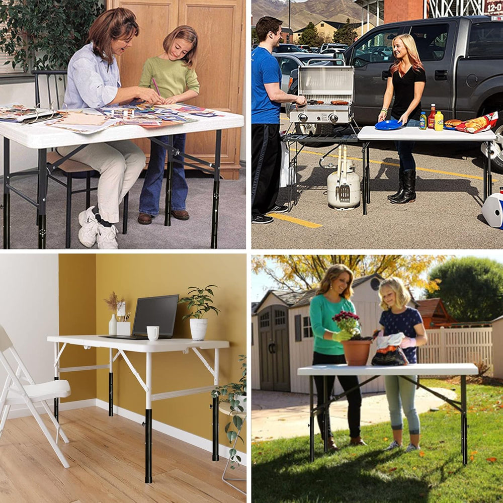 8 Pack Folding Table Risers, 4 Levels Adjustable Height Folding Table Leg Ext...