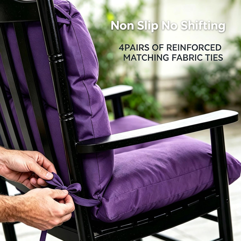 QILLOWAY Tufted Outdoor Chair Cushion Set of 4, Waterproof 43x20x4 Inch Non S...