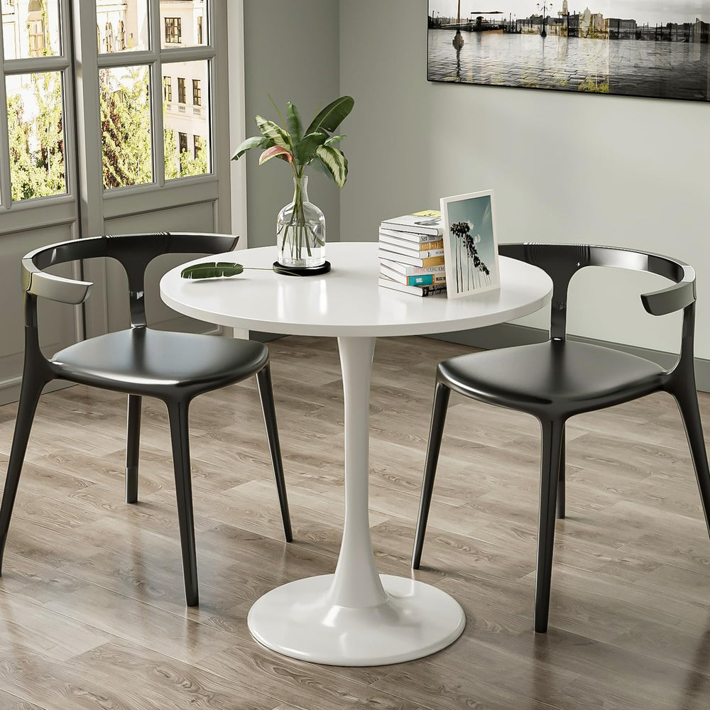 Modern White Round Dining Table 24 inch, White Tulip Round Table for Two Peop...