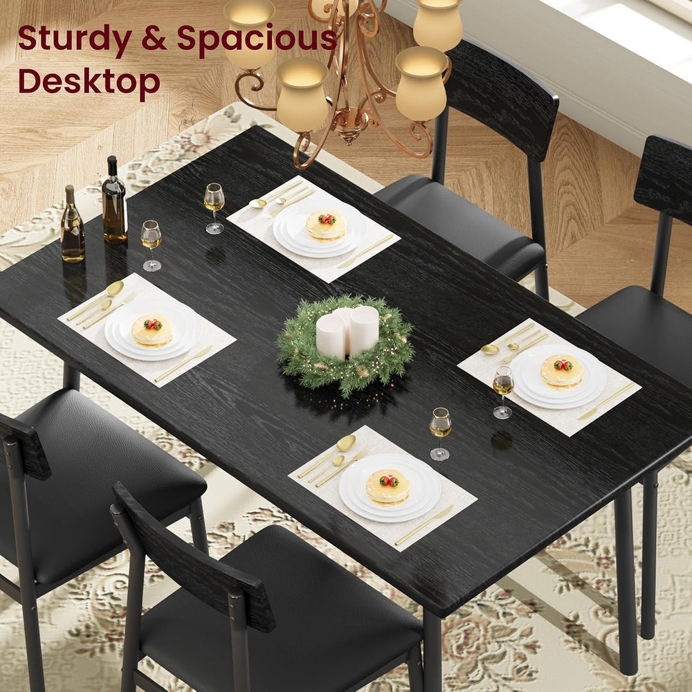 Garvee Dining Table Set for 4 with 4 Upholstered Chairs, Dining Room Table Se...