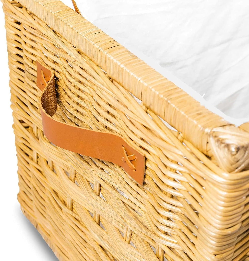 The Basket Lady Deep Wicker Storage Trunk, L, Sandstone | Outside: 24" L...